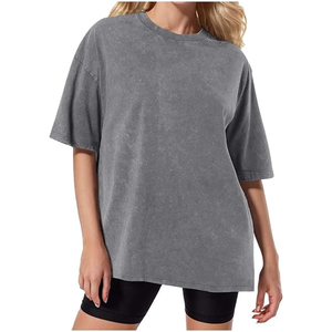T-shirt Homme Oversize Manches Courtes Col Rond Couleur Unie Décontracté Streetwear 100% Coton Jersey Tricoté Teint Uni Coupe Ajustée - Product Image 4