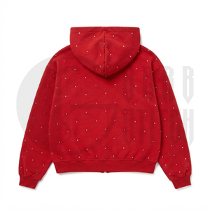 Custom Rhinestone <b>Zip</b> Up Hoodie Heavyweight Fleece Full <b>Zip</b> <b>Hooded</b> Sweatshirt Streetwear OEM ODM Manufacturer - Product Image 6