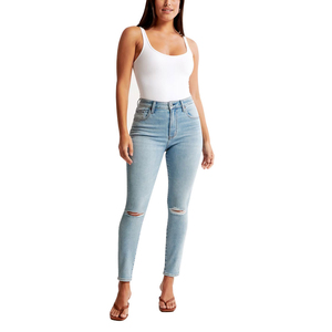 Best Wholesale Price Stylish Women's Fully Breathable Regular Fit Stretchable Eco-Friendly Denim Pencil Pants Plus Size Lace-up - Product Image 1