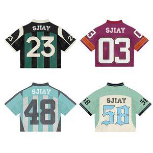 Camiseta de Fútbol Americano SJIAY 48, Sublimada, de Malla Sólida, Cuello en V, Manga Corta, Transpirable, 100% Poliéster, para Todas las Temporadas - Product Image 1
