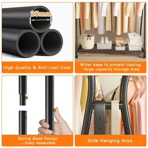 Premium Modern Iron <b>Clothes</b> <b>Rack</b> for Home Furniture Wholesale Supply Handmade Boutique Clothing Display <b>Rack</b> with Powder Coated - Product Image 2