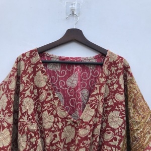 Cotton Vintage Handmade Kantha Work <b>Kaftan</b> Fashionable Designer Export Quality Fabric Washable womens Dress - Product Image 4