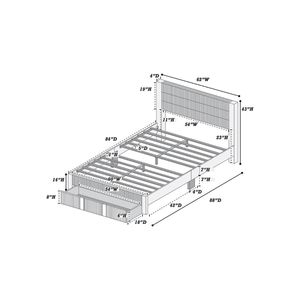 Letto Matrimoniale Contemporaneo di Lusso con Cassetto Contenitore, Testiera in Velluto a Coste Grigio, Struttura Imbottita di Lusso - Product Image 5