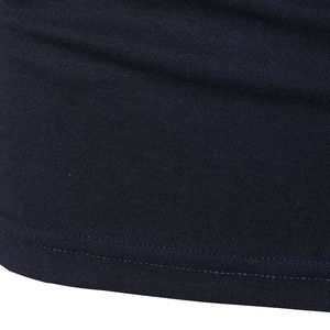Polo à manches courtes bleu marine pour homme avec col blanc et fermeture éclair, design uni en tricot décontracté - Product Image 5