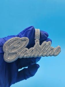 จี้เพชรโมอิสซาไนต์ VVS แบบตัวอักษรลายเส้น  จี้เงินแท้ 925  จี้ฮิปฮอป  จี้ตัวอักษรสองชั้น สำหรับเป็นของขวัญ - Product Image 6