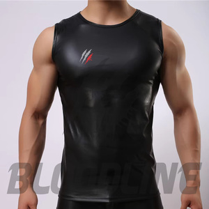 Chemise sans manches en satin noir pour homme, col en V, débardeur uni décontracté, tissu polyester respirant et léger, mode estivale - Product Image 4