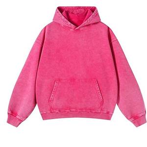 Sweat à capuche unisexe rose délavé à l'acide, grande taille pour homme, en coton brossé 400 g/m², style streetwear vintage délavé - Product Image 6