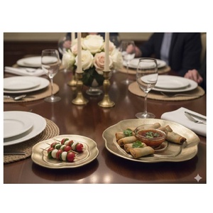 High Quality Aluminum Rose <b>Plates</b> Antique Brass Finish Guest Used Serving Traditional <b>Plate</b> South Indian Rice <b>Side</b> Tableware - Product Image 2