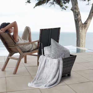 Outdoor PE Wicker Side <b>Table</b> with <b>Storage</b> Brown <b>Small</b> Patio <b>Storage</b> Bin Container for Hose Cushion Towel-SAME 46755449 - Product Image 6