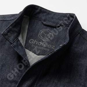 แจ็คเก็ตเดนิมผู้ชายแบบไม่มีฮู้ด คอตั้ง แต่งกระดุมโลโก้ด้านหน้า พร้อมลายพิมพ์ ดีไซน์พิเศษ - ปรับแต่งขนาดและโลโก้ได้ - Product Image 6