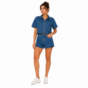 Ensemble short en jean décontracté pour femme – Tenue d'été élégante avec tissu doux, coutures durables et coupe confortable - Product Image 3