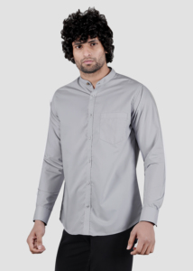 Camisa de Vestir Casual Personalizada para Hombre, Cuello Mandarín, Corte Entallado, 100% Algodón, Estilo Minimalista para Oficina, ODM, Primavera - Product Image 4