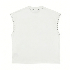 Camiseta sin mangas con gráfico de diamantes de imitación personalizados, 100% algodón jersey, tela suave, estilo vintage, para uso cómodo unisex. - Product Image 2