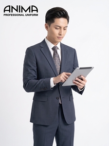Premium Navy Blue Men’s Wrinkle-Resistant Business Suit Elegant Executive Office <b>Blazer</b> and Trousers <b>Set</b> - Product Image 5