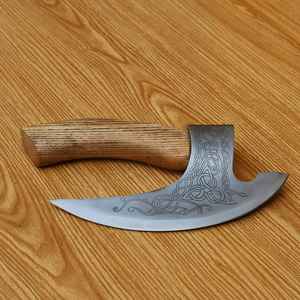Couteau à pizza Viking en acier forgé à haute teneur en carbone, gravé, de haute qualité, avec étui en cuir – Outil à découper la pizza, vente chaude - Product Image 3