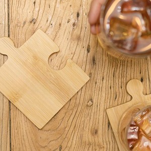 Modern <b>Square</b> Bamboo Wood Coaster <b>Set</b> Puzzle Interlocking Table Mat for Coffee Mug Tea Cup Reusable Kitchenware Tabletop Decor - Product Image 6