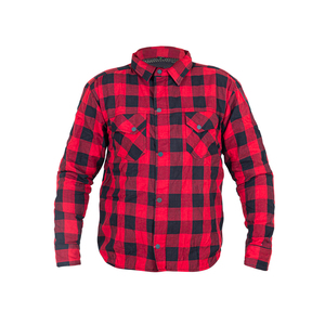 Men's Full Sleeve Flame Retardant Plaid <b>Motorcycle</b> <b>Shirt</b> Cotton Bamboo Fiber Winter Style Red Black Checkered Pattern Button - Product Image 4