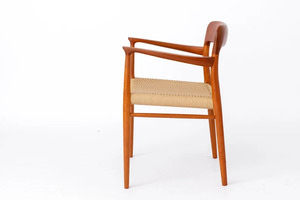 Chaise sans accoudoirs Dorsea moderne avec dossier, structure en bois massif et assise en corde de papier, finition couleur naturelle pour salle à manger - Product Image 5