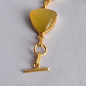 Bracelet en laiton plaqué or géométrique avec pierres de quartz rose, chaîne à maillons pour femmes, style classique, bijoux - Product Image 4