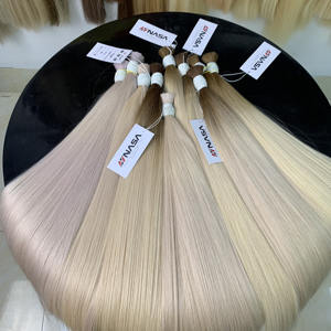 Precio al por mayor a granel 100g extensiones de cabello virgen fuerte y sedoso doble dibujado 28 pulgadas colores claros - Product Image 5