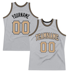 Custom Mesh Basketball Jersey Vintage Team Name Number <b>Tank</b> Top Gray Gold Black Sports Uniform Basketball Practice Jersey - Product Image 1