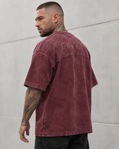 Fawkes Men's Oversized Washed Cotton Fleece T-<b>Shirt</b> Short Sleeve Street Style O-Neck Loose Fit Vintage Breathable Wholesale Rate - Product Image 2