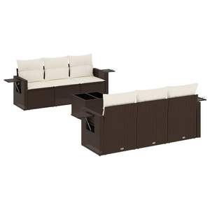 Conjunto de Sofá de Jardín de Ratán PE Marrón con Acero con Recubrimiento en Polvo y Vidrio Templado, Muebles de Exterior Premium - Product Image 2