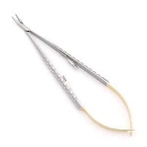 Oferta Especial: Portaagujas Castroviejo con Mango Curvo Redondo TC 1.2mm 18cm, Instrumento Microquirúrgico de Precisión - Product Image 1