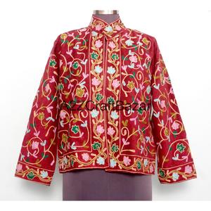 เสื้อแจ็คเก็ตผ้าฝ้ายปักลายอินเดียสำหรับผู้หญิง ฤดูใบไม้ผลิ/ฤดูใบไม้ร่วง/ฤดูหนาว เป็นมิตรกับสิ่งแวดล้อม ระบายอากาศได้ดี แห้งเร็ว แขนยาว ความยาวปกติ - Product Image 1