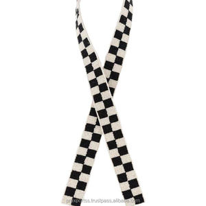 Checkered Pattern Vintage Cotton Bag Hanger Handmade <b>Adjustable</b> Decorative Beaded Crossbody Purse Replacement Embroidery Custom - Product Image 2