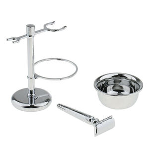 Ensemble de rasage classique 3 pièces pour homme avec manche en acier inoxydable professionnel et poils de blaireau pur personnalisés - Product Image 5