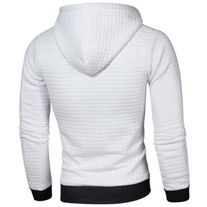 Sweat-shirt à capuche zippé texturé noir pour homme, manches longues, décontracté - Product Image 4