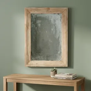 Wooden <b>Rectangle</b> <b>Mirror</b> Frame Rustic Natural Wood <b>Wall</b> Mounted Decorative <b>Mirror</b> for Bedroom Living Room Hallway - Product Image 3