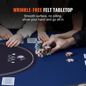 Table de poker portable pliable pour 10 joueurs avec rails rembourrés et porte-gobelets en acier inoxydable pour le Blackjack, le Texas Hold'em, le Mahjong et les jeux de hasard - Product Image 6