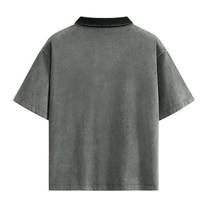 เสื้อโปโลโอเวอร์ไซส์ผู้ชาย ผ้าคอตตอนวินเทจเนื้อหนา แขนสั้น สไตล์ลำลอง ยูนิเซ็กส์ สตรีทแวร์ ทรงหลวม สไตล์เรโทร - Product Image 3