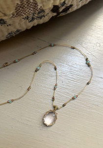 Collar Colgante de Macramé con Peridoto Verde Hecho a Mano, Gema Natural Verde Oliva, Joyería Boho de Cristal Curativo, Cuentas Chapadas en Platino - Product Image 4