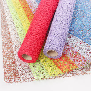 Rollo de Malla Decorativa de Poliéster con Diseño de Araña, Rollo de Tela para Envolver Ramos Florales, para Envolver Regalos y Arreglos Florales - Product Image 2