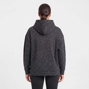 Sweat-shirt à capuche pour femme imprimé léopard, 100% coton molletonné, sweat-shirt à capuche épais pour femme, sweat-shirt à capuche avec poche avant - Product Image 4