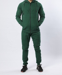 Men's Dark Forest Green Full <b>Zip</b> <b>Hooded</b> Tracksuit Set Regular Fit Polyester Hoodie and Jogger Pants Casual Athletic Sportswear - Product Image 3