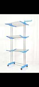 Rectangular Three Layer Stainless Steel Drying <b>Stand</b> Minimalist Rolling Clothes Organizer Chrome Plated Laundry <b>Rack</b> - Product Image 4