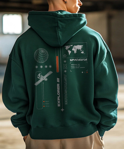 เสื้อฮู้ดดี้ผู้ชายคุณภาพสูง เสื้อสเวตเชิ้ตแบบสวมหัวทรงโอเวอร์ไซส์สำหรับทุกเพศ  รับสกรีนโลโก้ เสื้อฮู้ดดี้ผ้าคอตตอนหนาน้ำหนักมากสำหรับผู้ชาย - Product Image 4