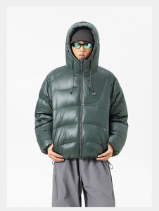 Veste d'hiver décontractée pour homme, à capuche, en duvet, coupe-vent, avec poches zippées et accents bleus - Product Image 6