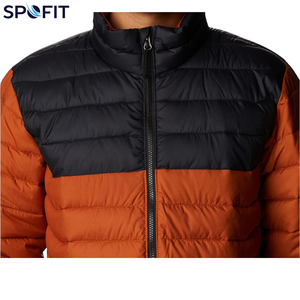 Chaqueta Acolchada SPOFIT para Hombre, Color Naranja y Negro, con Cuello Alto, Cierre de Cremallera, Resistente al Viento, para Invierno - Product Image 5