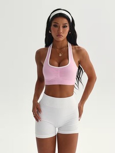 Camisola Deportiva para Mujer con Busto Fruncido, Banda Elástica Inalámbrica Debajo del Busto, Ropa Interior Deportiva, Copas Extraíbles, Chaleco de Yoga y Entrenamiento - Product Image 4