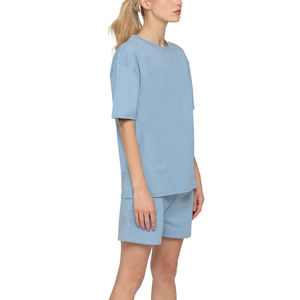 Ensemble T-shirt et short d'été pour femme en gros, 100 % coton, tenue décontractée deux pièces, vêtements personnalisables avec logo - Product Image 2