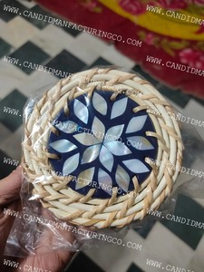 Sous-verre rond en nacre fait main, écologique, à séchage rapide, pour service de thé à la maison ou au restaurant - Product Image 4