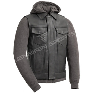 Gilet en cuir pour homme sur mesure, tendance, avec capuche, pour moto – Achetez un gilet en cuir pour moto - Product Image 2