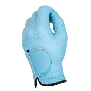 Anti-Slip Genuine Leather Golf Gloves | Soft All-Weather Grip <b>Professional</b> <b>Light</b> Blue Golf Glove | Perforated Finger Design - Product Image 3