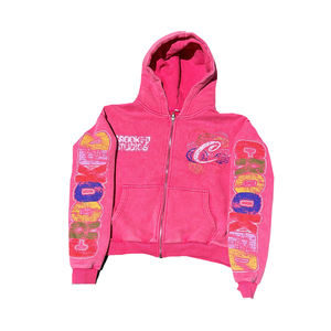 Sweat à capuche unisexe de haute qualité en molleton de coton épais, séchage rapide, style streetwear, coupe longue et ample, effet vieilli, zippé, délavé à l'acide - Product Image 4