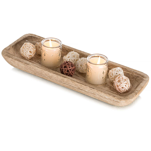 Plateau de service rond Art Déco en bois massif, fait main, avec fonctions coulissantes, suspendues et à détection tactile, base plate, décoratif, Noël - Product Image 4